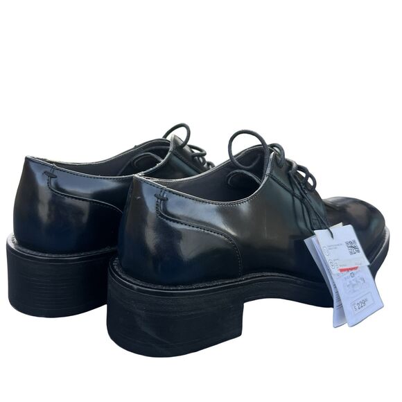 Zara Men\'s Derby Black Leather Dress Shoe Size US 9 UK 8 EUR 42 NWT main image 7
